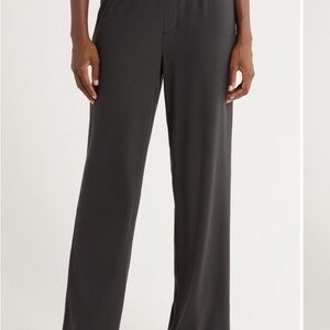 SKIMS Black Stretch Cotton Rib Pajama Pants